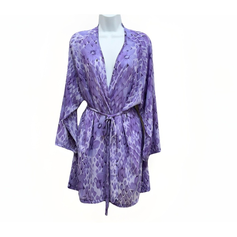 Victoria Secret Purple Sheer Floral Snakeskin Robe ONE SIZE‎ Y2K Chic Loungewear
